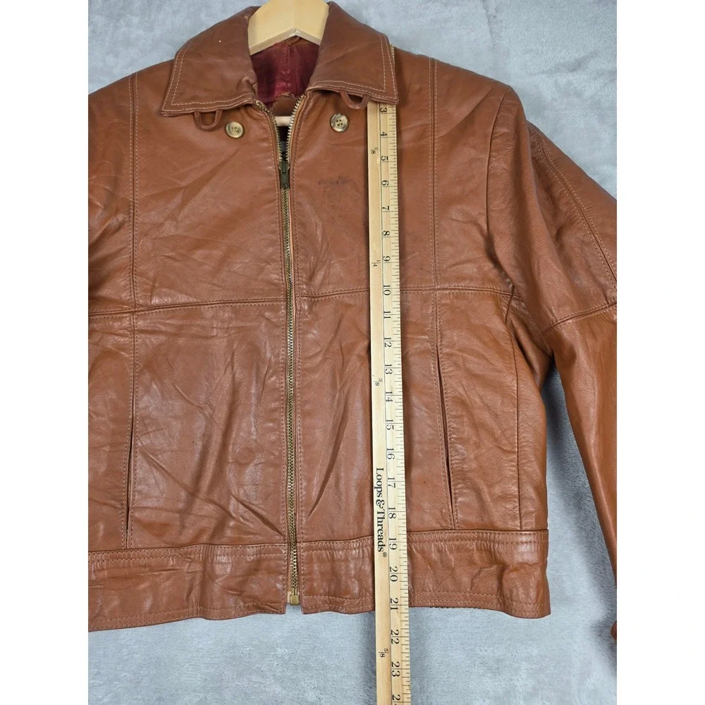 Vintage McGregor Leather Jacket Mens 40 Brown Talon Zip Bomber Fits Very Short